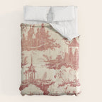 Antique 18th Century Chinoiserie Pagoda Toile de Jouy Duvet Cover Gallery Image 6