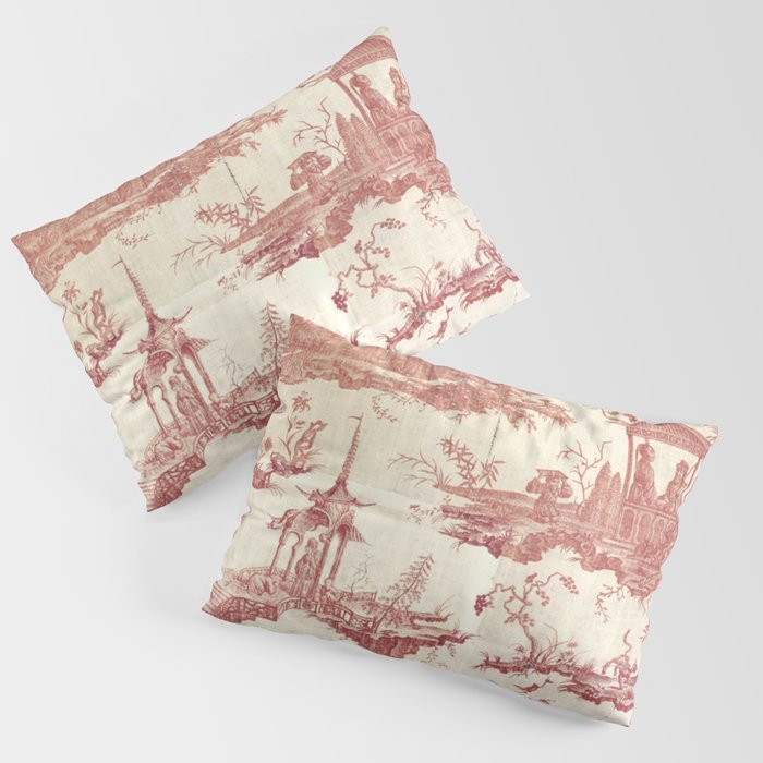 Antique 18th Century Chinoiserie Pagoda Toile de Jouy Pillow Sham Gallery Image 3