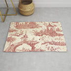 Antique 18th Century Chinoiserie Pagoda Toile de Jouy Rug Gallery Image 1