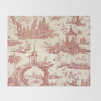 Antique 18th Century Chinoiserie Pagoda Toile de Jouy Throw Blanket Gallery Image 2
