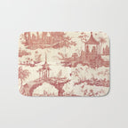 Antique 18th Century Chinoiserie Pagoda Toile de Jouy Bath Mat Gallery Image 1