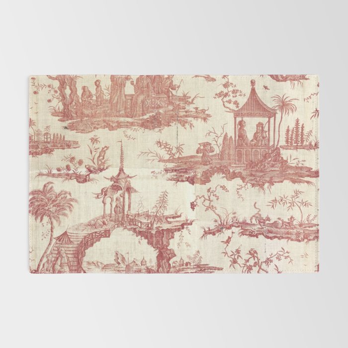 Antique 18th Century Chinoiserie Pagoda Toile de Jouy Rug Gallery Image 2