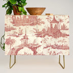 Antique 18th Century Chinoiserie Pagoda Toile de Jouy Credenza Gallery Image 1