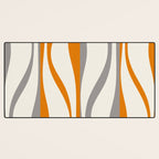 Mid Century Modern Retro Lounge Striped Ogee Pattern Gray Ochre Cream Desk Mat Gallery Image 3