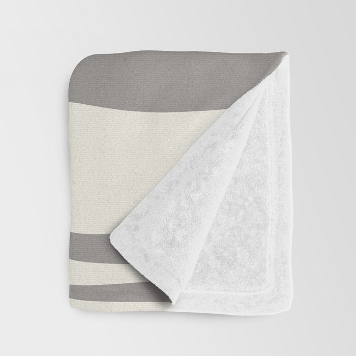 Mid Century Modern Retro Lounge Striped Ogee Pattern Gray Ochre Cream Throw Blanket Gallery Image 3
