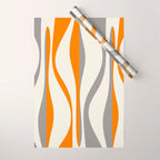 Mid Century Modern Retro Lounge Striped Ogee Pattern Gray Ochre Cream Wrapping Paper Gallery Image 1