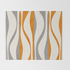 Mid Century Modern Retro Lounge Striped Ogee Pattern Gray Ochre Cream Throw Blanket Gallery Image 2