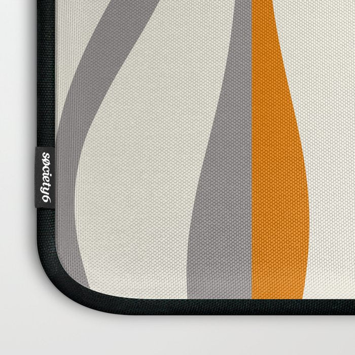 Mid Century Modern Retro Lounge Striped Ogee Pattern Gray Ochre Cream Laptop Sleeve Gallery Image 3