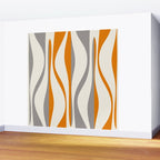Mid Century Modern Retro Lounge Striped Ogee Pattern Gray Ochre Cream Wall Mural Gallery Image 2