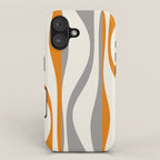 Mid Century Modern Retro Lounge Striped Ogee Pattern Gray Ochre Cream iPhone Case Gallery Image 1