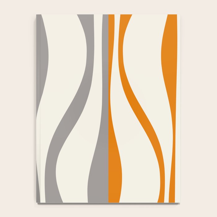 Mid Century Modern Retro Lounge Striped Ogee Pattern Gray Ochre Cream Notebook Gallery Image 4