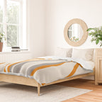 Mid Century Modern Retro Lounge Striped Ogee Pattern Gray Ochre Cream Duvet Cover Gallery Image 2