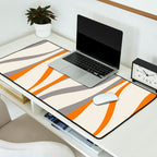 Mid Century Modern Retro Lounge Striped Ogee Pattern Gray Ochre Cream Desk Mat Gallery Image 2