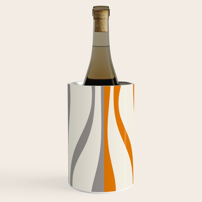 Mid Century Modern Retro Lounge Striped Ogee Pattern Gray Ochre Cream Wine Chiller Gallery Image 2