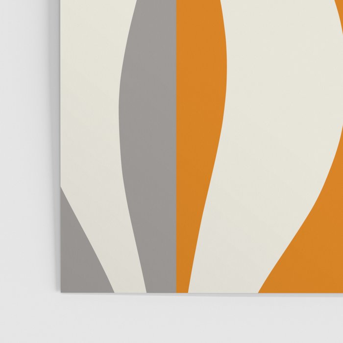 Mid Century Modern Retro Lounge Striped Ogee Pattern Gray Ochre Cream Poster Gallery Image 3