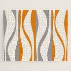 Mid Century Modern Retro Lounge Striped Ogee Pattern Gray Ochre Cream Jigsaw Puzzle Gallery Image 1