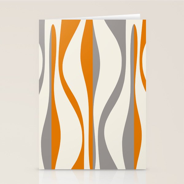 Mid Century Modern Retro Lounge Striped Ogee Pattern Gray Ochre Cream Stationery Card Gallery Image 2
