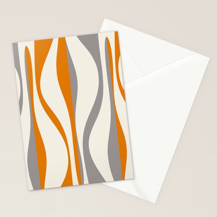 Mid Century Modern Retro Lounge Striped Ogee Pattern Gray Ochre Cream Stationery Card Gallery Image 2