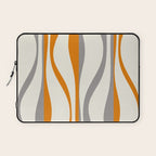 Mid Century Modern Retro Lounge Striped Ogee Pattern Gray Ochre Cream Laptop Sleeve Gallery Image 1