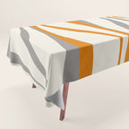 Mid Century Modern Retro Lounge Striped Ogee Pattern Gray Ochre Cream Tablecloth Gallery Image 1
