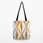 Mid Century Modern Retro Lounge Striped Ogee Pattern Gray Ochre Cream Tote Bag Gallery Image 2