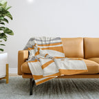 Mid Century Modern Retro Lounge Striped Ogee Pattern Gray Ochre Cream Throw Blanket Gallery Image 1