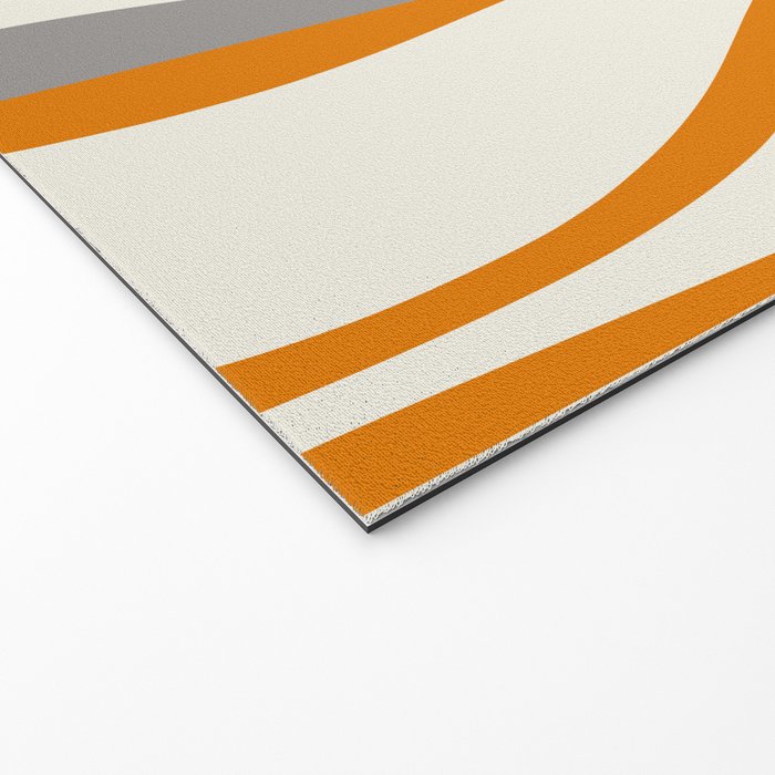 Mid Century Modern Retro Lounge Striped Ogee Pattern Gray Ochre Cream Welcome Mat Gallery Image 2