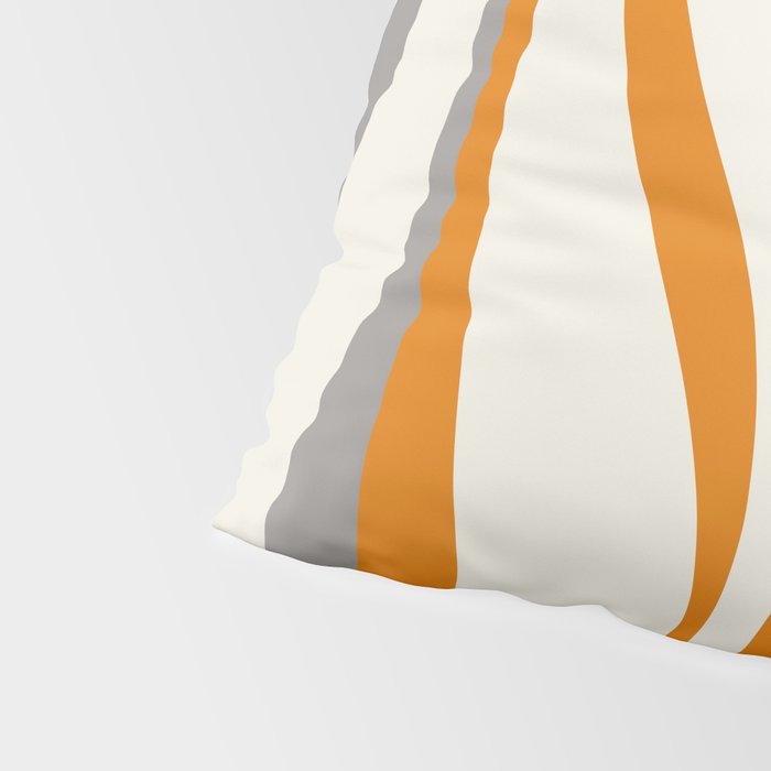 Mid Century Modern Retro Lounge Striped Ogee Pattern Gray Ochre Cream Pillow Sham Gallery Image 4