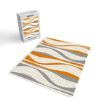 Mid Century Modern Retro Lounge Striped Ogee Pattern Gray Ochre Cream Jigsaw Puzzle Gallery Image 2