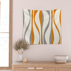 Mid Century Modern Retro Lounge Striped Ogee Pattern Gray Ochre Cream Wall Tapestry Gallery Image 2
