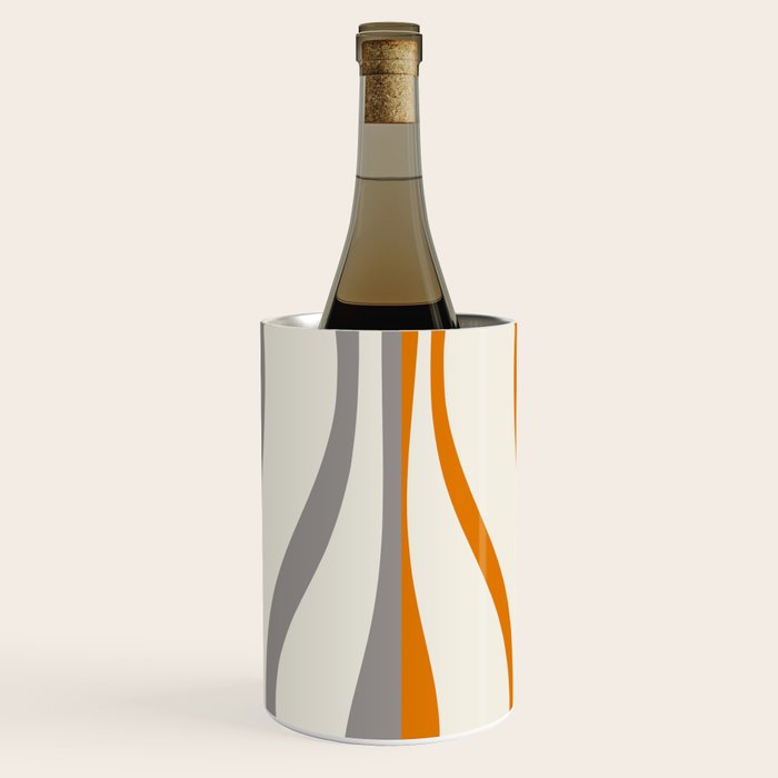 Mid Century Modern Retro Lounge Striped Ogee Pattern Gray Ochre Cream Wine Chiller Gallery Image 3