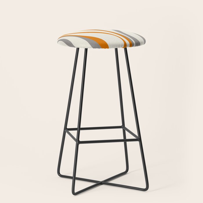 Mid Century Modern Retro Lounge Striped Ogee Pattern Gray Ochre Cream Stool Gallery Image 1