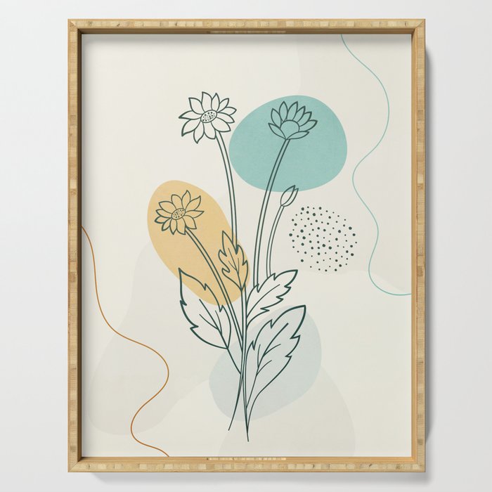 Little Line Flowers Serving Tray Gallery Image 1