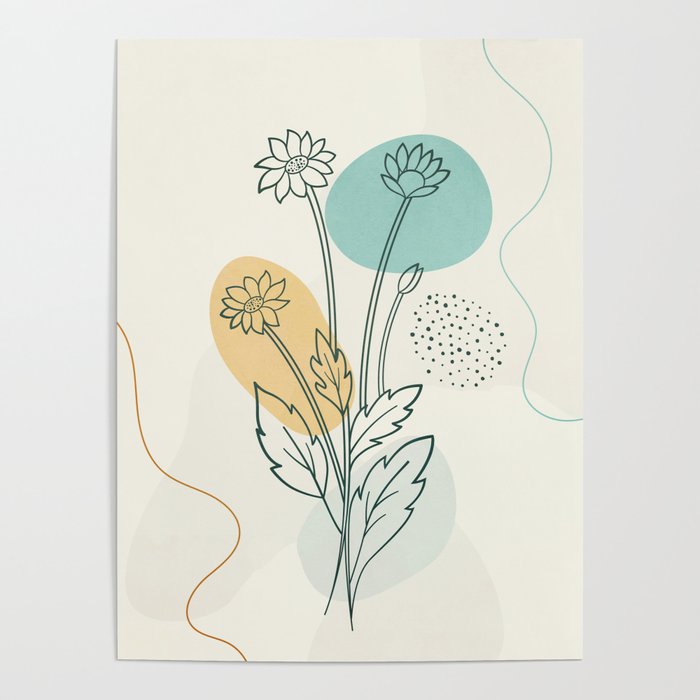 Little Line Flowers Poster Gallery Image 1