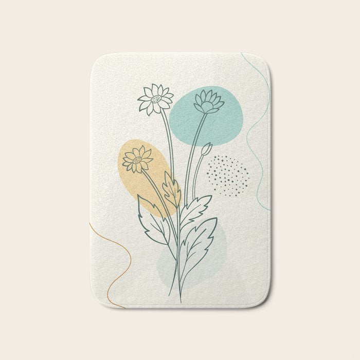 Little Line Flowers Bath Mat Gallery Image 1