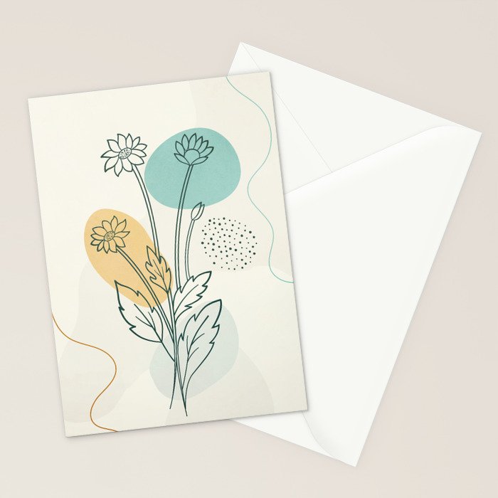 Little Line Flowers Stationery Card Gallery Image 2
