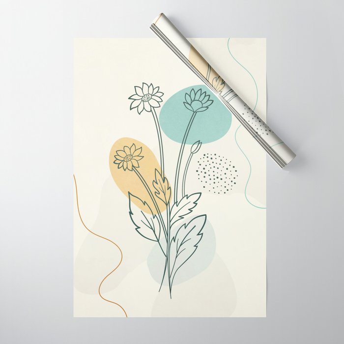 Little Line Flowers Wrapping Paper Gallery Image 1