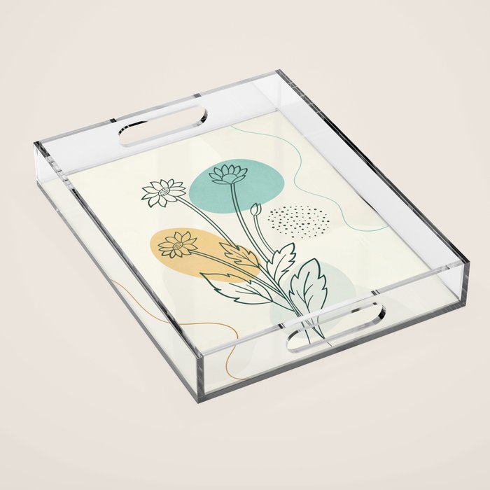 Little Line Flowers Acrylic Tray Gallery Image 1