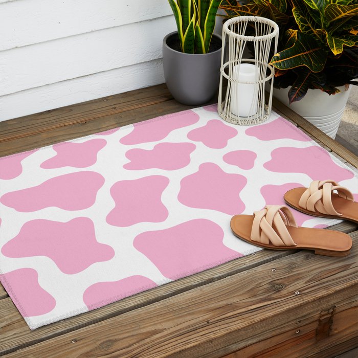 Pink Cow Print Outdoor Rug Gallery Image 2