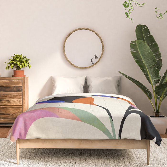 abstract whimsical flower minimal Comforter Gallery Image 3