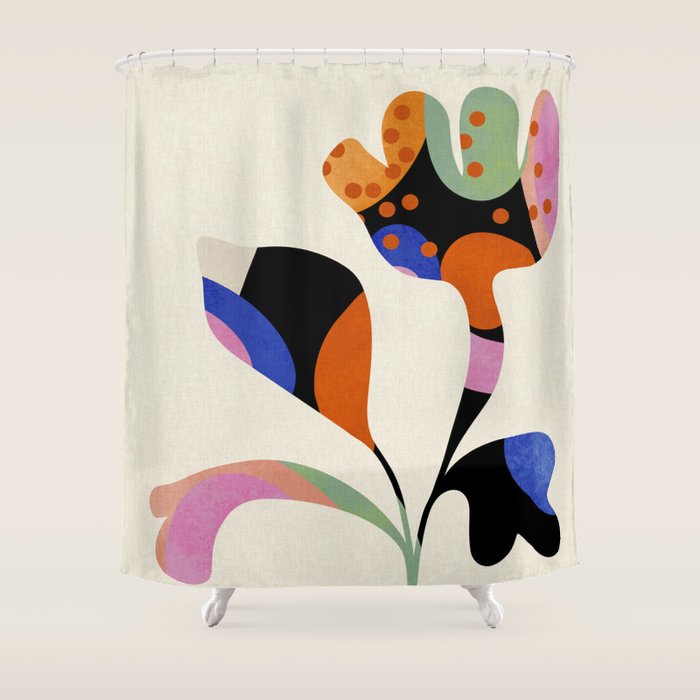 abstract whimsical flower minimal Shower Curtain Gallery Image 1