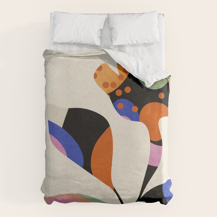 abstract whimsical flower minimal Duvet Cover Gallery Image 1