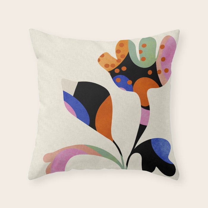 abstract whimsical flower minimal Throw Pillow Gallery Image 1
