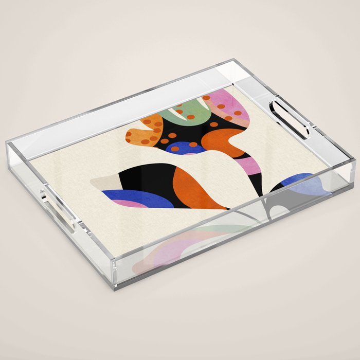 abstract whimsical flower minimal Acrylic Tray Gallery Image 1
