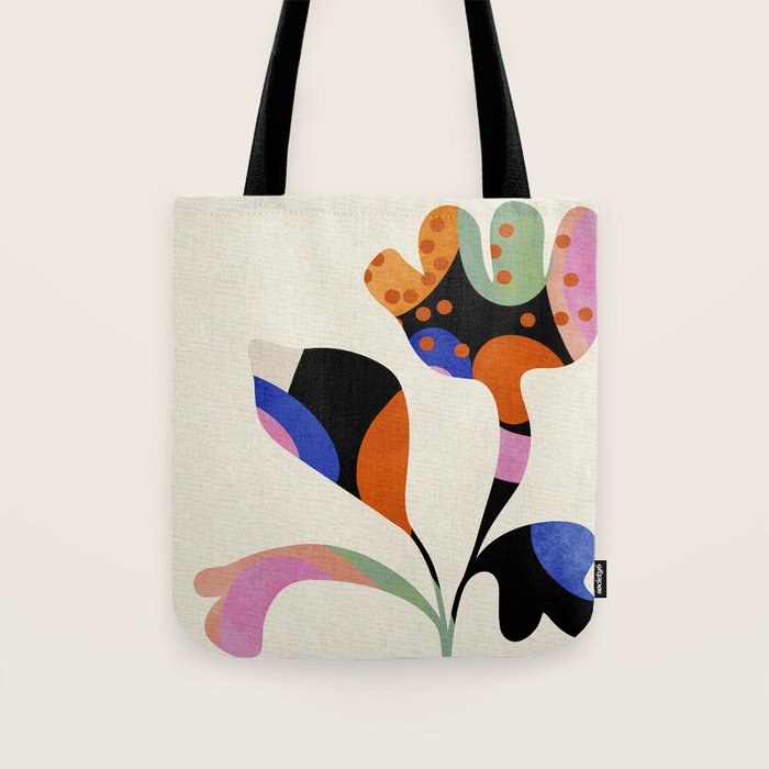 abstract whimsical flower minimal Tote Bag Gallery Image 1