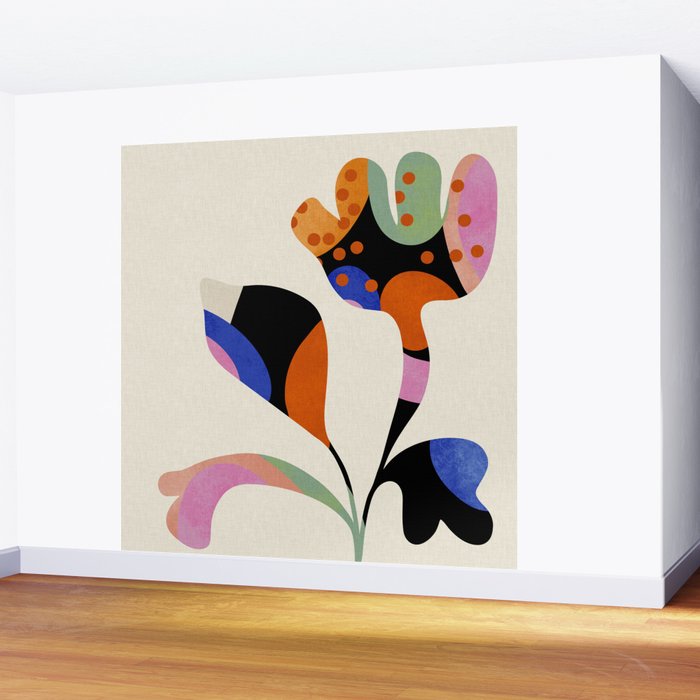 abstract whimsical flower minimal Wall Mural Gallery Image 2