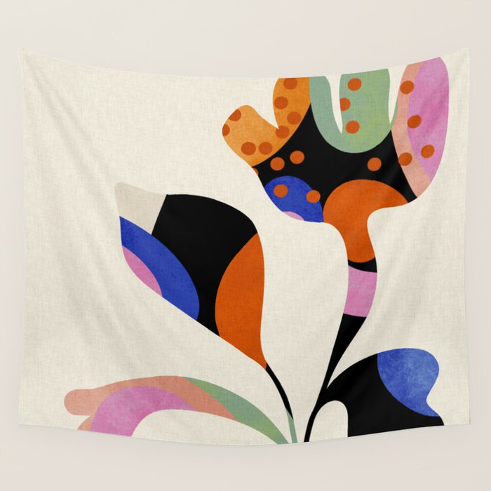 abstract whimsical flower minimal Wall Tapestry Gallery Image 4