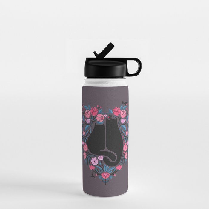 I Heart Cats and Flowers Water Bottle Gallery Image 1