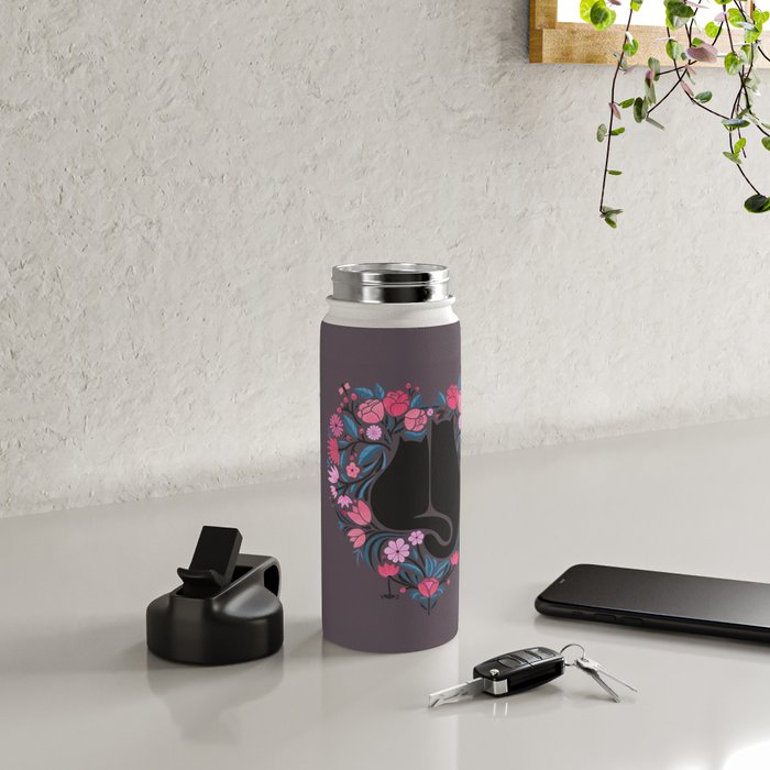 I Heart Cats and Flowers Water Bottle Gallery Image 4