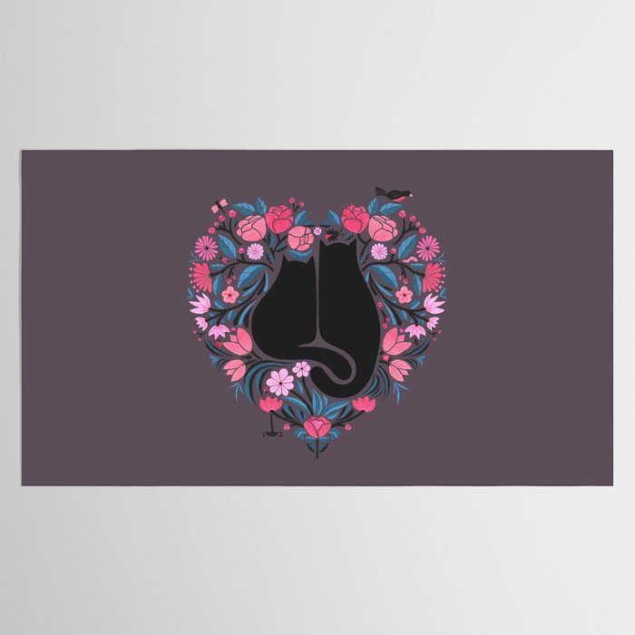 I Heart Cats and Flowers Tablecloth Gallery Image 2